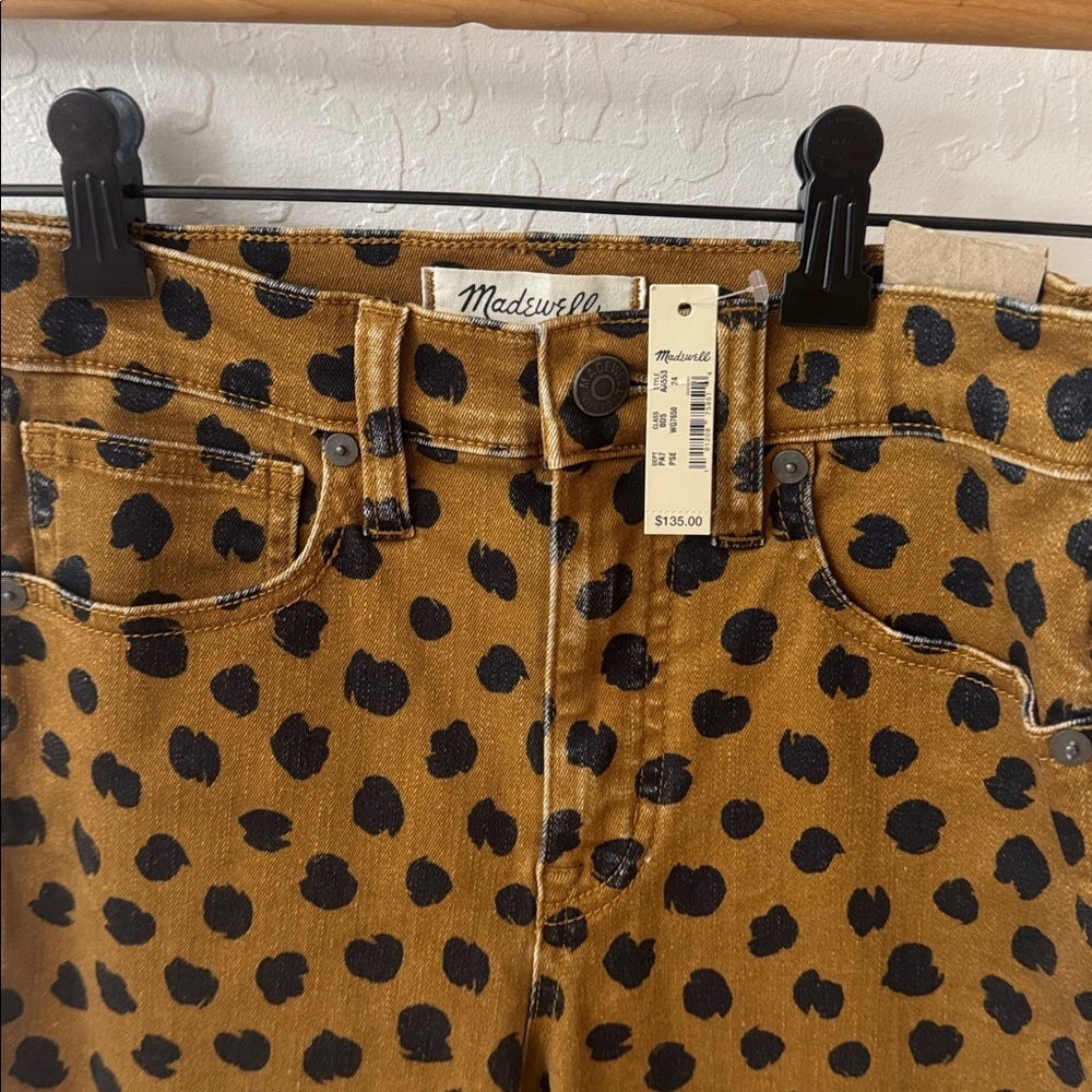 MADEWELL  Skinny Jeans Cheetah Paint Spots 10" High Rise Waist Leopard 24 - Picture 3 of 4